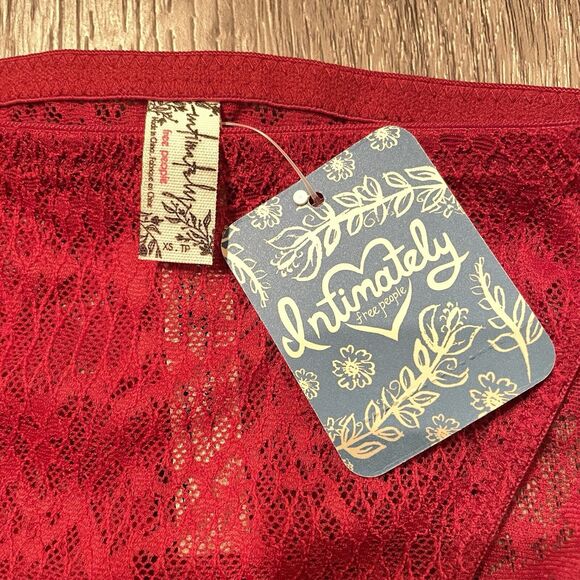 Free People Intimately Tameeka High Waisted Undie XS Underwear Panty Red Berry - Picture 3 of 4